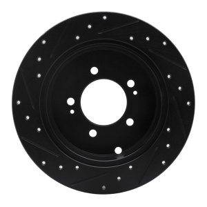 Mitsubishi Lancer Brake Rotor (1) - Rear Right - R1 Concepts - Drilled & Slotted - Black - `07-`15